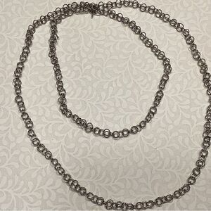 Lacy Silvertone Long Chain Necklace